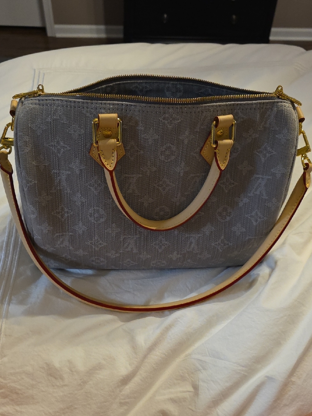 Grey Denim Shoulder Bag